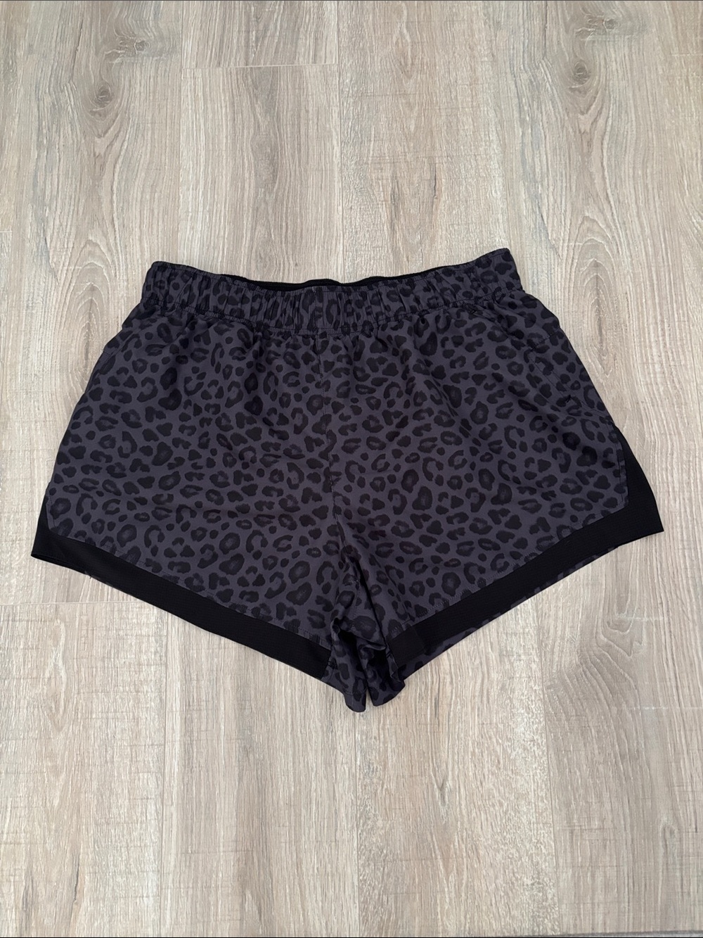 Charcoal Leopard Print Active Shorts